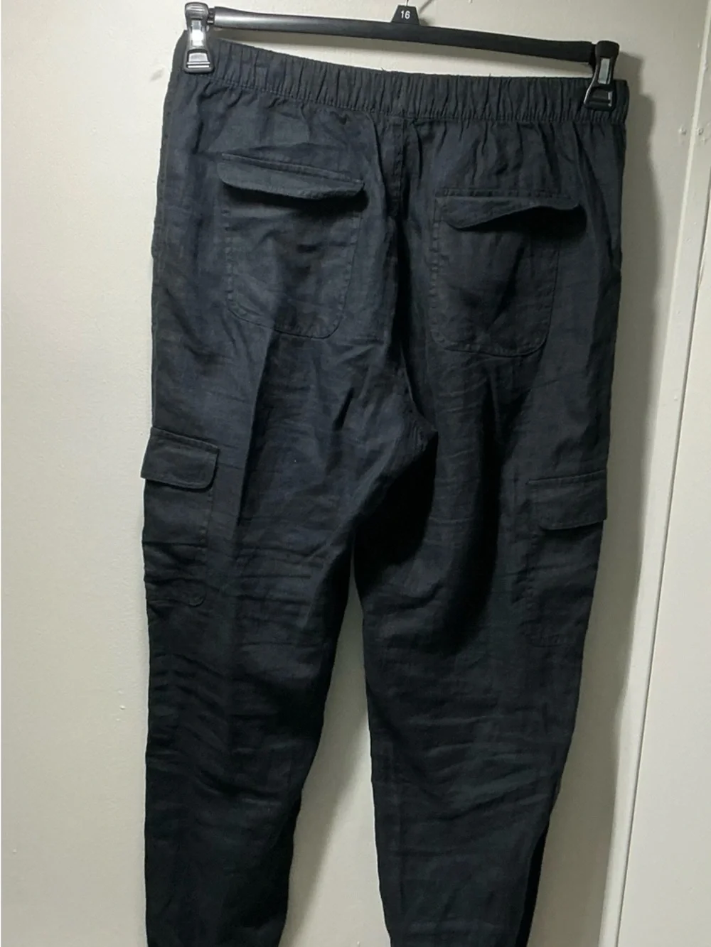 Nicole Miller linen Black ankle balloon Cargo beach Pants - Picture 4 of 12